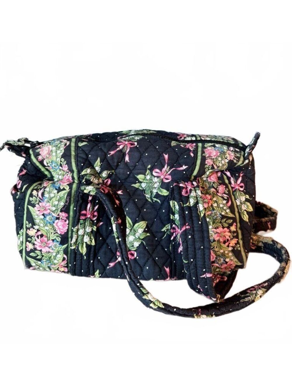 Vera Bradley New Hope 2000s Y2K Floral Pink Ribbon Quilted Shoulder Bag